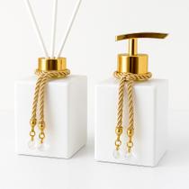 Kit De Banheiro Lavabo Sabonete Liquido + Difusor Cubo 250ml Vidro Luxo