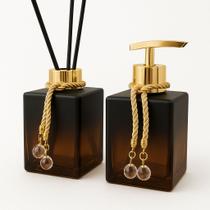 Kit De Banheiro Lavabo Sabonete Liquido + Difusor Cubo 250ml Vidro Luxo