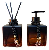 Kit De Banheiro Lavabo Sabonete Liquido + Difusor Cubo 250ml Vidro Luxo