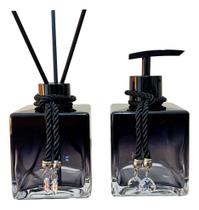 Kit De Banheiro Lavabo Sabonete Liquido + Difusor Cubo 250ml Vidro Luxo