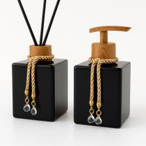 Kit De Banheiro Lavabo Sabonete Liquido + Difusor Cubo 250ml Vidro Luxo