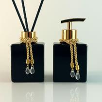 Kit De Banheiro Lavabo Sabonete Liquido + Difusor Cubo 250ml Vidro Luxo