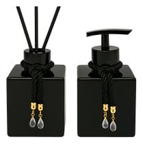 Kit De Banheiro Lavabo Sabonete Liquido + Difusor Cubo 250ml Vidro Luxo