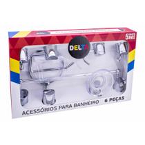 Kit de Banheiro Linha Delta 6 peças Cromado Cristal - Aquaplás