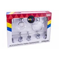 Kit de Banheiro Linha Delta 7 peças Cromado Cristal