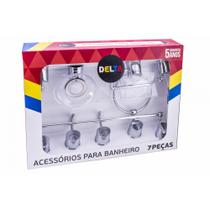 Kit de Banheiro Linha Delta 7 peças Cromado Cristal - Aquaplás