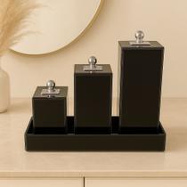 Kit De Banheiro Luxuoso De Vidro Porta Escova, Algodão, Cotonete Bandeja Dupla Kit De Banheiro Luxuoso De Vidro Porta Escova, Algodão, Cotonete Bandeja Dupla