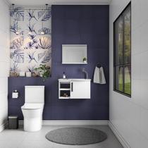 Kit de Banheiro Montado em Aço c/ Armário Espelho e Lavatório Branco 60cm Caju Cozimax