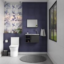 Kit de Banheiro Montado em Aço c/ Armário Espelho e Lavatório Preto 60cm Caju Cozimax Kit de Banheiro Montado em Aço c/ Armário Espelho e Lavatório Preto 60cm Caju Cozimax