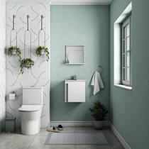 Kit de Banheiro Montado em Madeira c/ Armário Espelho e Lavatório Branco 40cm Onix Cozimax