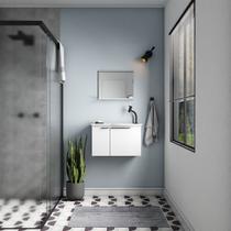 Kit de Banheiro Montado em Madeira c/ Armário Espelho e Lavatório Branco 60cm Quartzo Cozimax