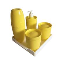 Kit de banheiro porta escovas dispenser porta cotonetes com bandeja