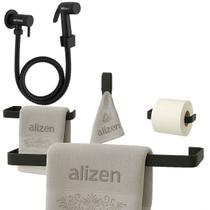 Kit De Banheiro Preto Com Ducha Higiênica - Porta Toalhas Kit De Banheiro Preto Com Ducha Higiênica - Porta Toalhas
