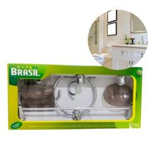 Kit de banheiro saboneteira gancho toalha pendurador acessório cor alumínio não enferruja Kit de banheiro saboneteira gancho toalha pendurador acessório cor alumínio não enferruja