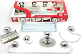 Kit de banheiro Steel Design linha Certa com 6 peças alumínio aço ABS.