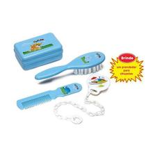 Kit de banho luxo para bebê 4 peças com escova e pente para cabelo , saboneteira e prendedor de chupeta perfeito para presentear - DB baby & kids