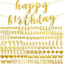 Kit de banner DIY TaoBary Feliz Aniversário com 162 letras douradas