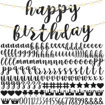 Kit de banner DIY TaoBary Feliz Aniversário com 162 letras pretas