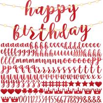 Kit de banner DIY TaoBary Feliz Aniversário com 162 letras vermelhas