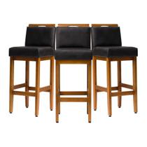 Kit de Banquetas Altas Safira material sintético Para Cozinha De Madeira Maciça Estofada Com Encosto Para Bancada Americana E Área Gourmet Conjunto 2 ou 3 Kit de Banquetas Altas Safira material sintético Para Cozinha De Madeira Maciça Estofada Com Encosto Para Bancada Americana E Área Gourmet Conjunto 2 ou 3