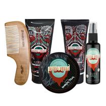 Kit De Barba Com Shampoo, Balm, Óleo, Pomada e Pente Barba - Barba Rubra e Marco Boni