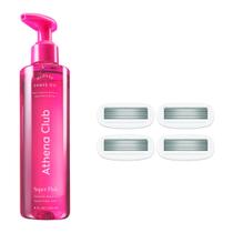 Kit de barbear Athena Club, óleo de barbear brilhante feminino com 4 lâminas