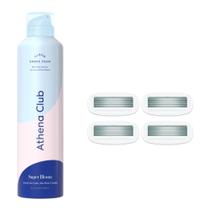Kit de barbear Athena Club para mulher com espuma de barbear e 4 lâminas