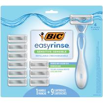 Kit de barbear BIC EasyRinse Sensitive, antientupimento, feminino