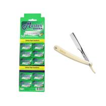 Kit De Barbear Com Navalha Profissional Sekich Mais Cartela De Lâminas Master Barba