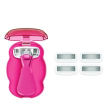 Kit de barbear feminino Athena Club, mini barbeador de viagem, super rosa