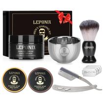 Kit de Barbear LEPONIX com Navalha, Sabonete e Creme Kit de Barbear LEPONIX com Navalha, Sabonete e Creme