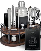 Kit de Barman Home Hero Elegant - 22 Peças com Suporte de Madeira