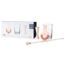 Kit de barman Viski Copper, conjunto de 4 peças, filtro de vidro de mistura