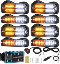 Kit de Barra de Luz Estroboscópica LED LINKITOM 8 Peças Âmbar Branco Kit de Barra de Luz Estroboscópica LED LINKITOM 8 Peças Âmbar Branco