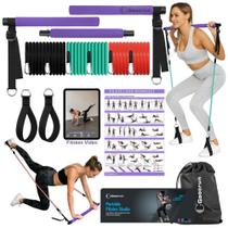 Kit de barra de Pilates Goocrun Portable com faixas de resistência