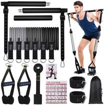 Kit de barra de Pilates jjshund com 3 conjuntos de faixas de resistência de 20-150 libras