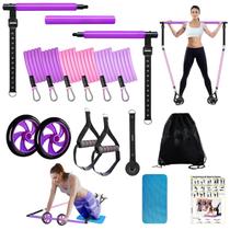 Kit de barra Pilates Olodeer con bandas de resistencia y rodillo abdominal