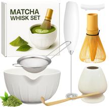 Kit de batedor de matcha Matchiva, 7 peças, com espumador elétrico Kit de batedor de matcha Matchiva, 7 peças, com espumador elétrico