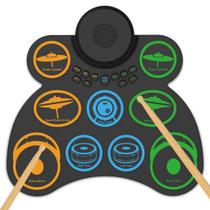 Kit de Bateria Digital com Tapete Eletrônico, 9 Pads, AltoFalantes Duplos e MIDI