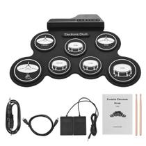 Kit de Bateria Eletrônica Portátil e Dobrável de Silicone com USB, Baquetas e Pedal