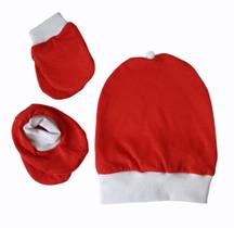 Kit de bebê 3 peças malha 100% algodão touca, luva, meia