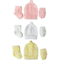 Kit de bebê 9 peças tricô lã (touca, luva, sapato) cordão Kit de bebê 9 peças tricô lã (touca, luva, sapato) cordão