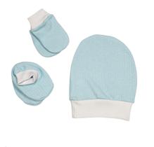Kit de bebê recém nascido canelado (gorro, luvinha, pantufinha) kit com 3 peças