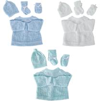 Kit de bebê RN conjuntos com 12 peças gorro, luva, meia e casaco fita