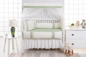 kit de berço americano fiorence verde feito com tecido de algodão contendo 9 peças kit de berço americano fiorence verde feito com tecido de algodão contendo 9 peças