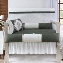 kit de berço americano leão verde bordado com 9 peças feito com tecido de algodão anti alergico