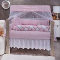 Kit de Berço Americano Nuvem Rosa Enxoval Completo 09 Peças Anti Alérgico Sono Tranquilo Kit de Berço Americano Nuvem Rosa Enxoval Completo 09 Peças Anti Alérgico Sono Tranquilo