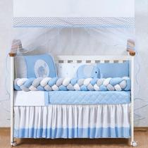 Kit De Berço Elefante Trança ul Menino 11 Peças Kit De Berço Elefante Trança ul Menino 11 Peças