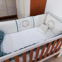 Kit de Berço Joy Leon Verde Esmeralda 08 peças Linho Brubrelel