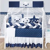 Kit De Berço Lua Trança 12 Peças Menino e Menina